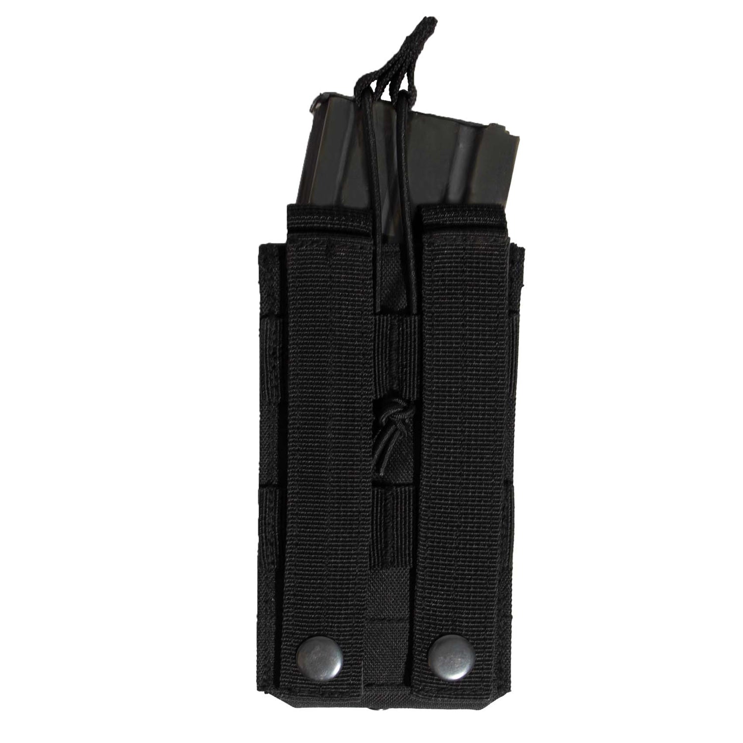 The MOLLE Open Top Single Mag Pouch fits most standard sized rifle magazines and features two MOLLE clips on the back for mounting on tactical vests. The tactical magazine pouch measures 3.75 inches X 5.5 inches X 1.25 inches. www.defenceqstore.com.au