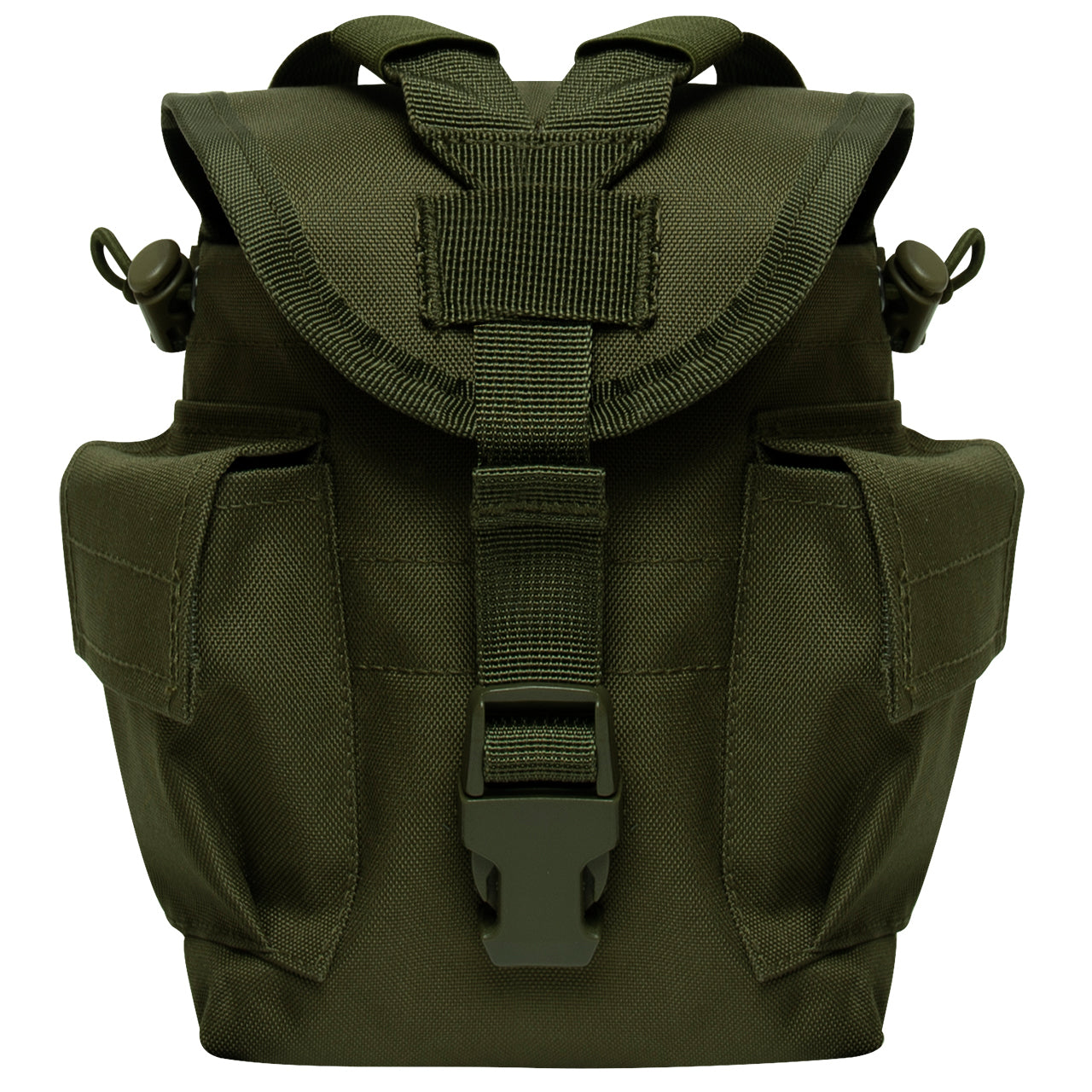 Designed For Storing A 1LT Canteen Canteen Nozzle Fits Perfectly Between The Webbing Of The Y-Strap To Secure Your Canteen While On-The-Go Quick-Release Buckle For Easy-Access Elastic Loop Located On The Y-Strap Secures Excess Webbing www.defenceqstore.com.au