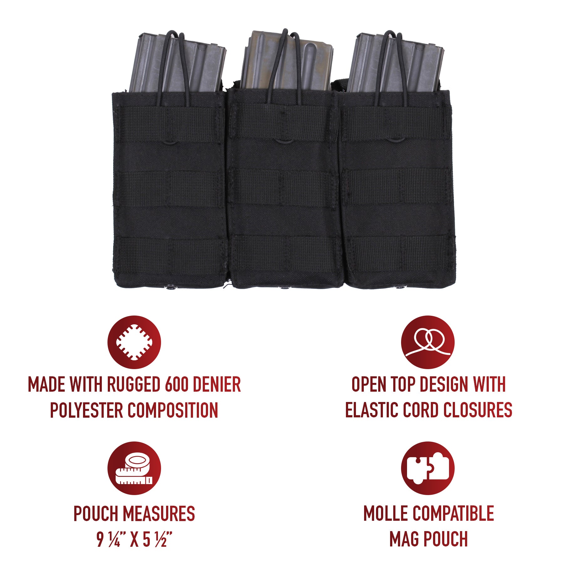 Elevate your tactical gear with the MOLLE Open Top Triple Mag Pouch, the ultimate solution for carrying extra rifle mags. Crafted for versatility and durability, this pouch seamlessly integrates with your MOLLE-compatible plate carrier vest, tactical pack, or any gear featuring a MOLLE panel. www.defenceqstore.com.au