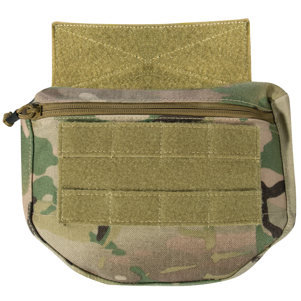 Tactical Pouch Is Designed To Integrate Under The Front Flap Of Most Plate Carrier Vests, Attaching Quickly And Securely Via A Hook And Loop Fastening System Interior Of This Modular Lightweight Load-Carrying Equipment Accessory Features A Row Of Elastic Loops, Perfect For Storing Magazines As Well As A Large Loop Field www.defenceqstore.com.au