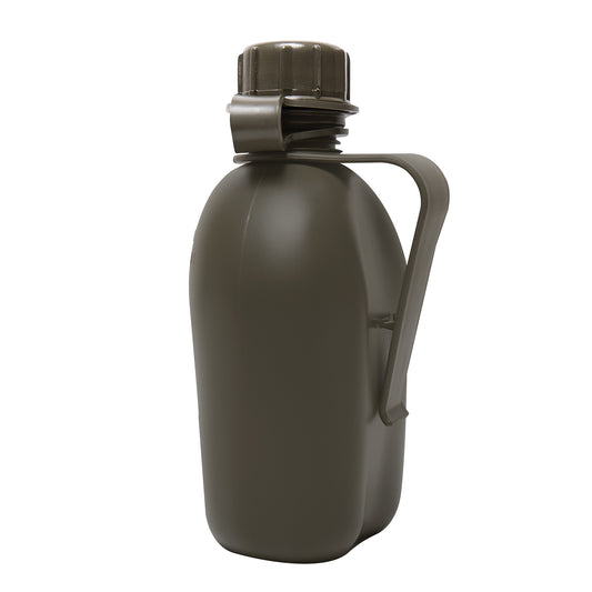 Genuine GI Canteen With Clip is made of a high-density polyethylene plastic that is BPA Free, with a rigid, single wall construction. The military canteen features a screw cap and clip and will fit into any our G.I Style Canteen Covers. U.S. Made, NSN# 8465-00-889-3744 MIL SPEC: MIL-C-43103 www.defenceqstore.com.au