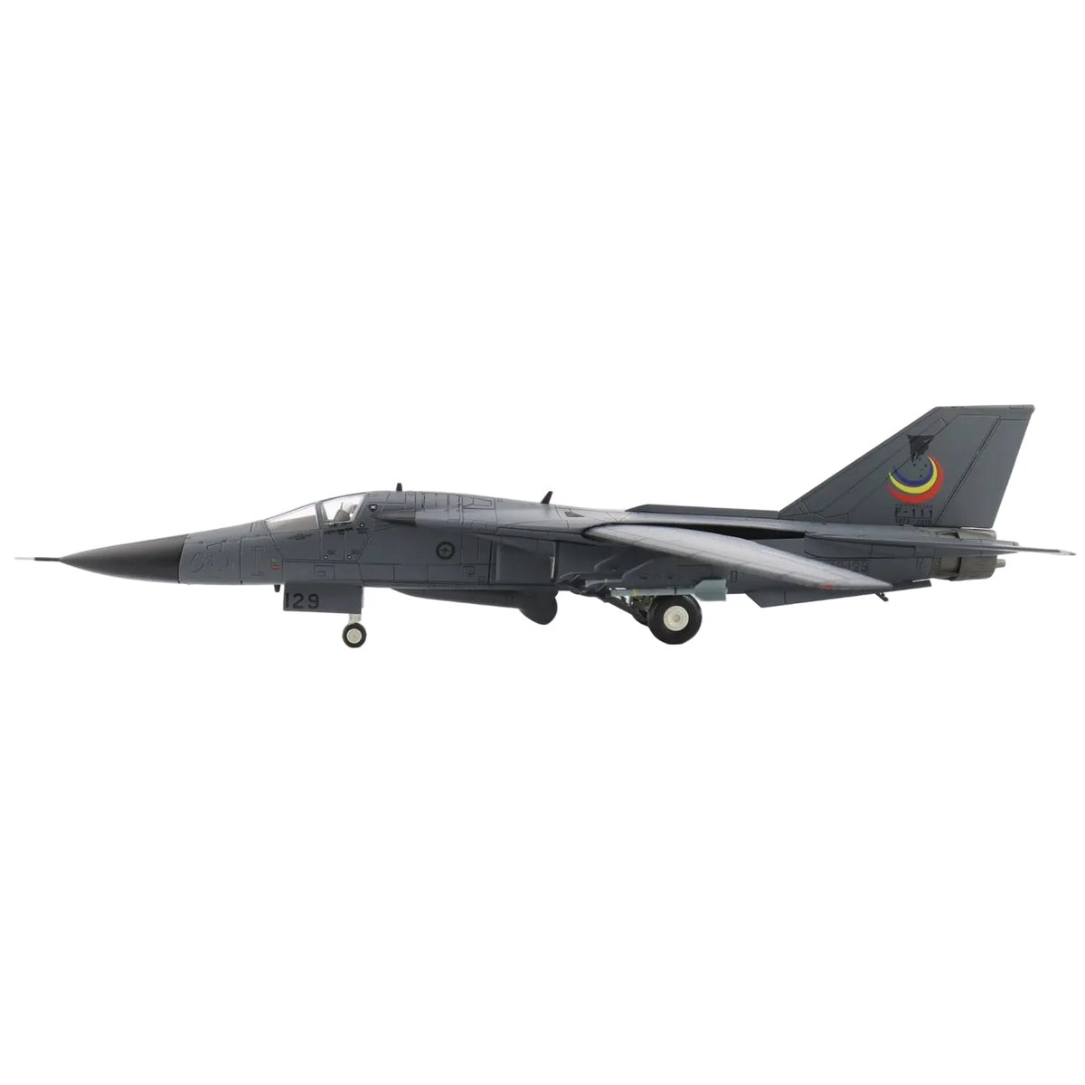 Celebrate the remarkable legacy of Australia's legendary "Pig" with this beautifully detailed Hobby Master 1/72 F-111C Aardvark "Farewell Scheme". Finished as A8-129 of No.1 Squadron, Royal Australian Air Force, this special edition commemorates the retirement of the F-111 fleet in December 2010, marking the end of nearly four decades of distinguished RAAF service. www.defenceqstore.com.au