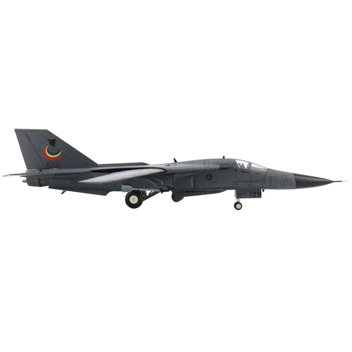 Celebrate the remarkable legacy of Australia's legendary "Pig" with this beautifully detailed Hobby Master 1/72 F-111C Aardvark "Farewell Scheme". Finished as A8-129 of No.1 Squadron, Royal Australian Air Force, this special edition commemorates the retirement of the F-111 fleet in December 2010, marking the end of nearly four decades of distinguished RAAF service. www.defenceqstore.com.au