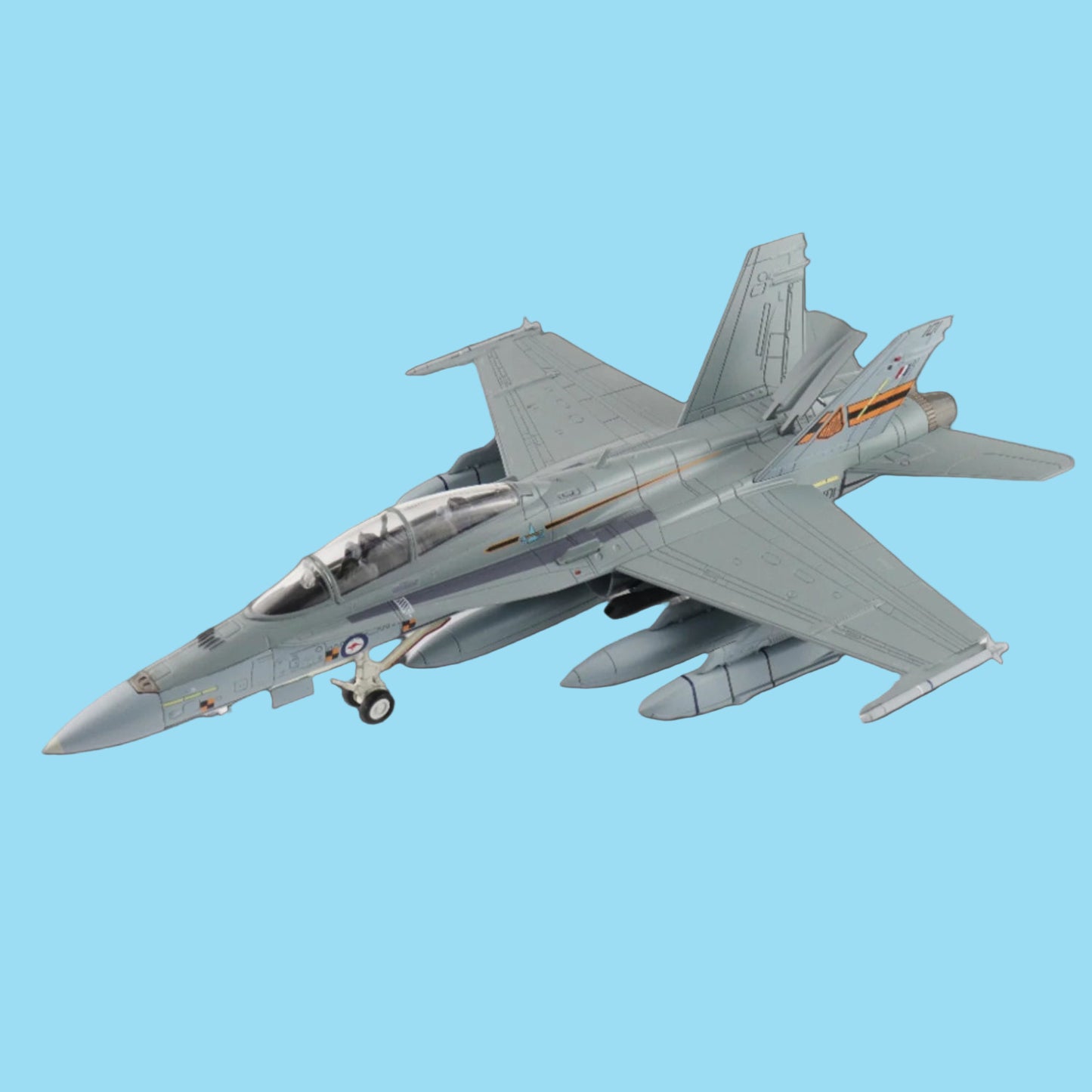 Dominate your display with this formidable 1/72 scale F/A-18B Hornet from Hobby Master, showcasing the legendary ARDU test aircraft A21-101 armed with two AGM-158 missiles. www.defenceqstore.com.au