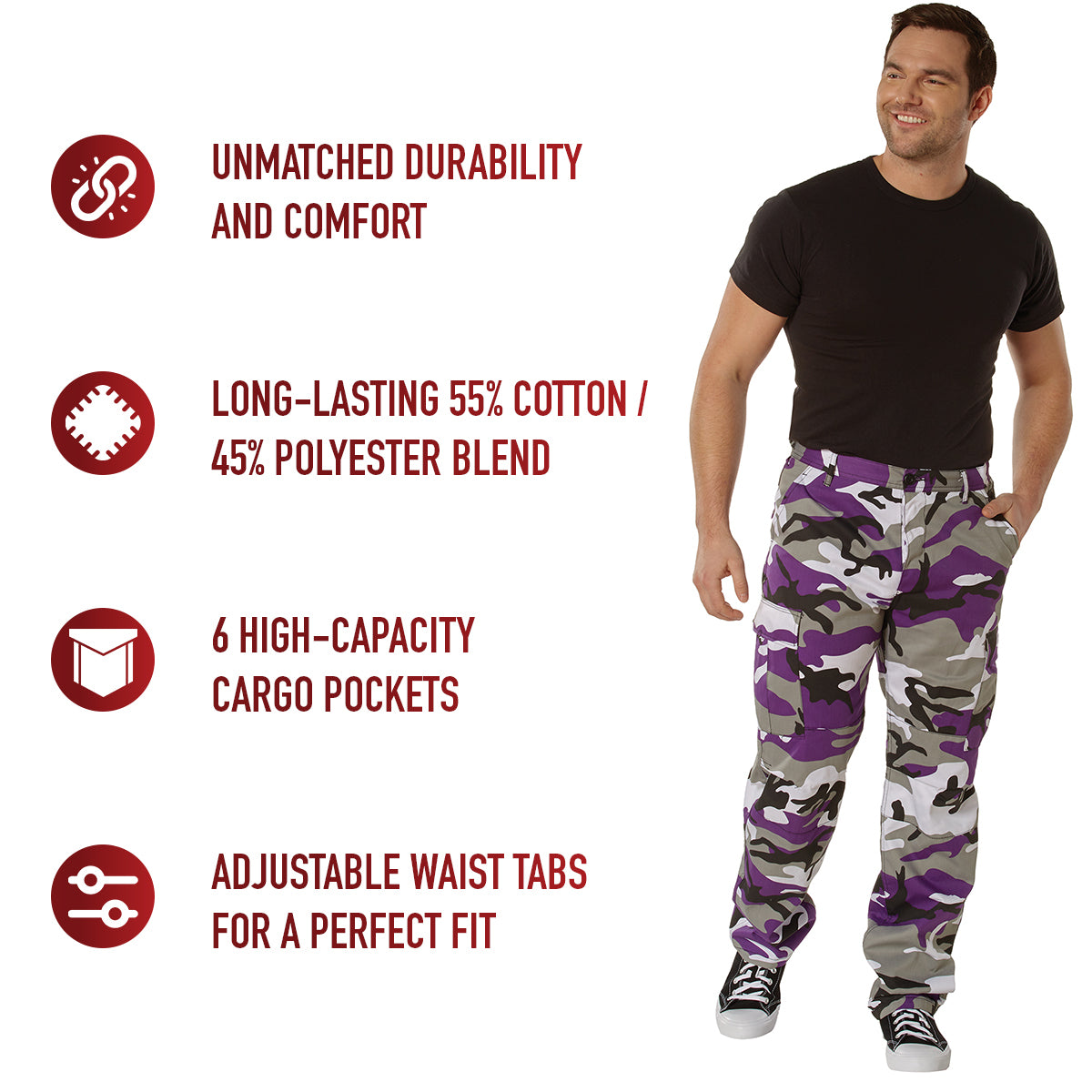 Experience over 4 decades of trusted design with our Color Camo Tactical BDU Pants. Constructed from a robust cotton / polyester fabric blend, these military cargo pants are built for unparalleled performance and comfort. www.defenceqstore.com.au