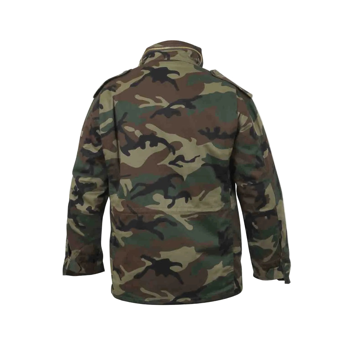 The M65 Field Jacket Parker in Woodland Camo delivers authentic military heritage with practical, everyday versatility. Built from heavy-weight poly/cotton, this hard-wearing jacket withstands harsh conditions while the removable polyester liner adapts to any season — spring through winter. The concealed hood tucks away when not needed, and the brass hardware with storm flap keeps you protected in unpredictable weather. www.defenceqstore.com.au