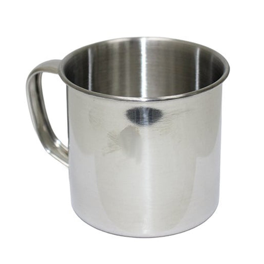 The 8cm stainless steel mug is great for hiking, camping and travelling.

Sturdy and lightweight, this is a mug you can heat with over gas or open fire for a nice cup of tea or to purify your water. Perfect size for rehydrate your food. I’ll cheers to that! www.defenceqstore.com.au