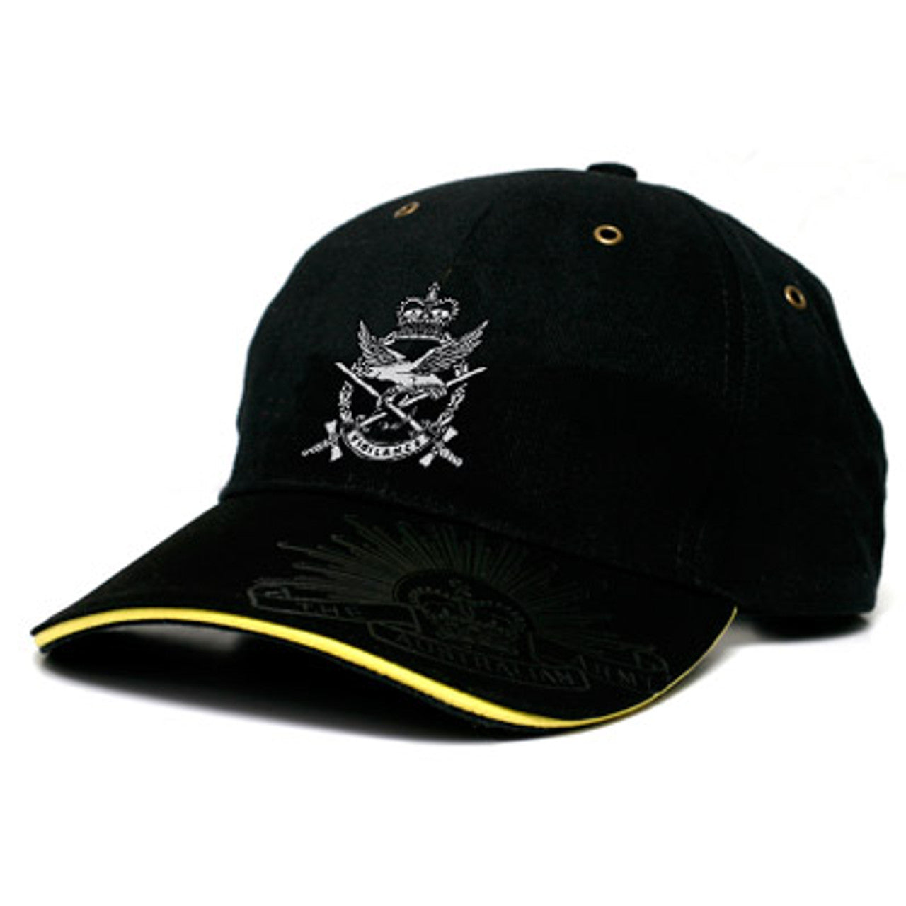 This Australian Army Aviation Corps (AAAvn) cap is both stylish and practical with its cool looks.  This quality heavy brushed cotton cap has the AAAvn crest embroidered on the front, and also proudly displays the Rising Sun Badge embossed on the peak and engraved on the strap buckle. www.defenceqstore.com.au