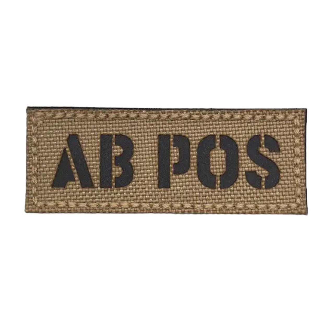 Blood Group Laser Cut Tan Patch Hook & Loop. Size: 6.5x2.5cm www.defenceqstore.com.au