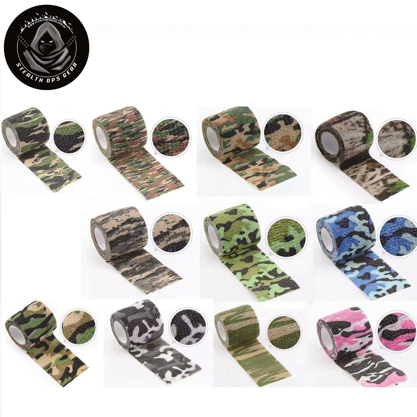 Reduces glare or shine of objects
Reusable
Protects your equipment and improves grip
Ideal for covering all gear including tools, torches, weapons, etc.
Tapes can be used as bandages
4.5m (After-stretch) the roll looks really small until you use it
Width: 5cm
Length 4.5m  www.defenceqstore.com.au