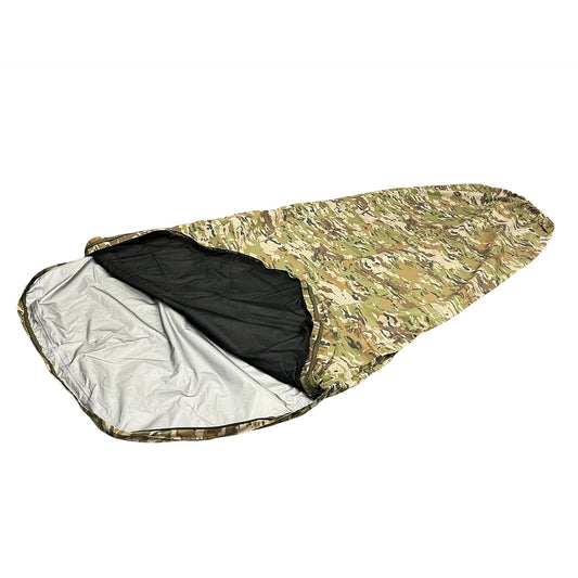 Designed for the coldest and wettest nights in the field or during camping, this Australian Multicam BIVI bag offers unparalleled warmth and dryness. Made with cutting-edge GAMMATEX fabric, a 3 layer technical laminate similar to Gore-tex, this bag is lightweight and ensures 100% waterproof protection while still allowing moisture to escape. www.defenceqstore.com.au