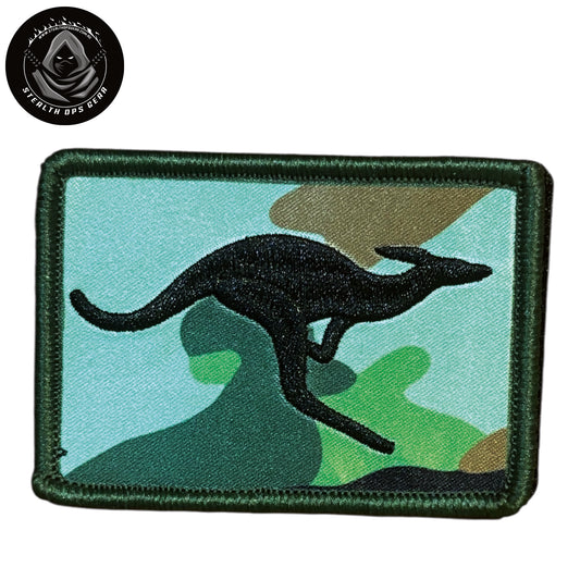 Stand out with the AMC Kangaroo Black Embroidery Velcro Backed Patch. This striking 7x5cm patch delivers instant personality to jackets, packs, and caps with bold black embroidery that commands attention. www.defenceqstore.com.au