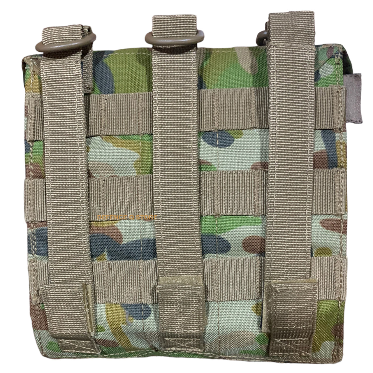 The AMCU Tactical Assault Minimi Pouch boasts the same high-quality standards as the standard issue Minimi, but with a lighter and stronger design that can be easily MOLLE mounted. www.defenceqstore.com.au back view of pouch