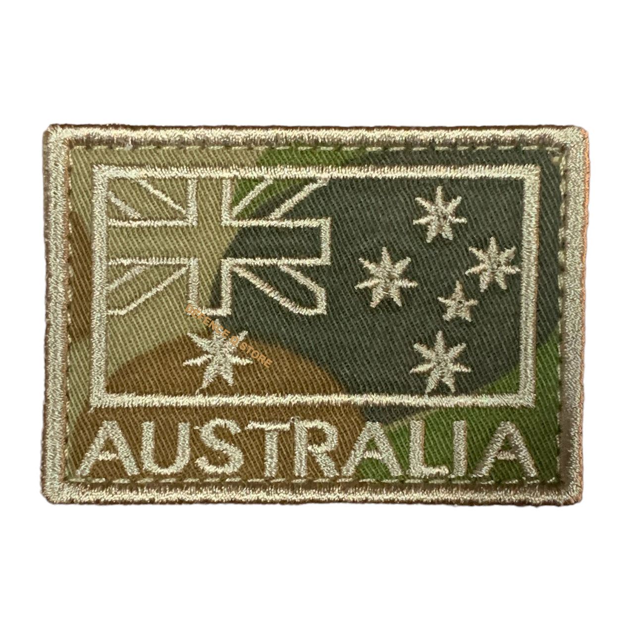 Add a touch of charm to your attire with this Subdued Embroidery Velcro Backed Patch Auscam, featuring the iconic Australian National Flag. Measuring 5cm X 7cm, it is the perfect addition to your jacket, pack or cap. Show your love for your country in a stylish and patriotic way! www.defenceqstore.com.au