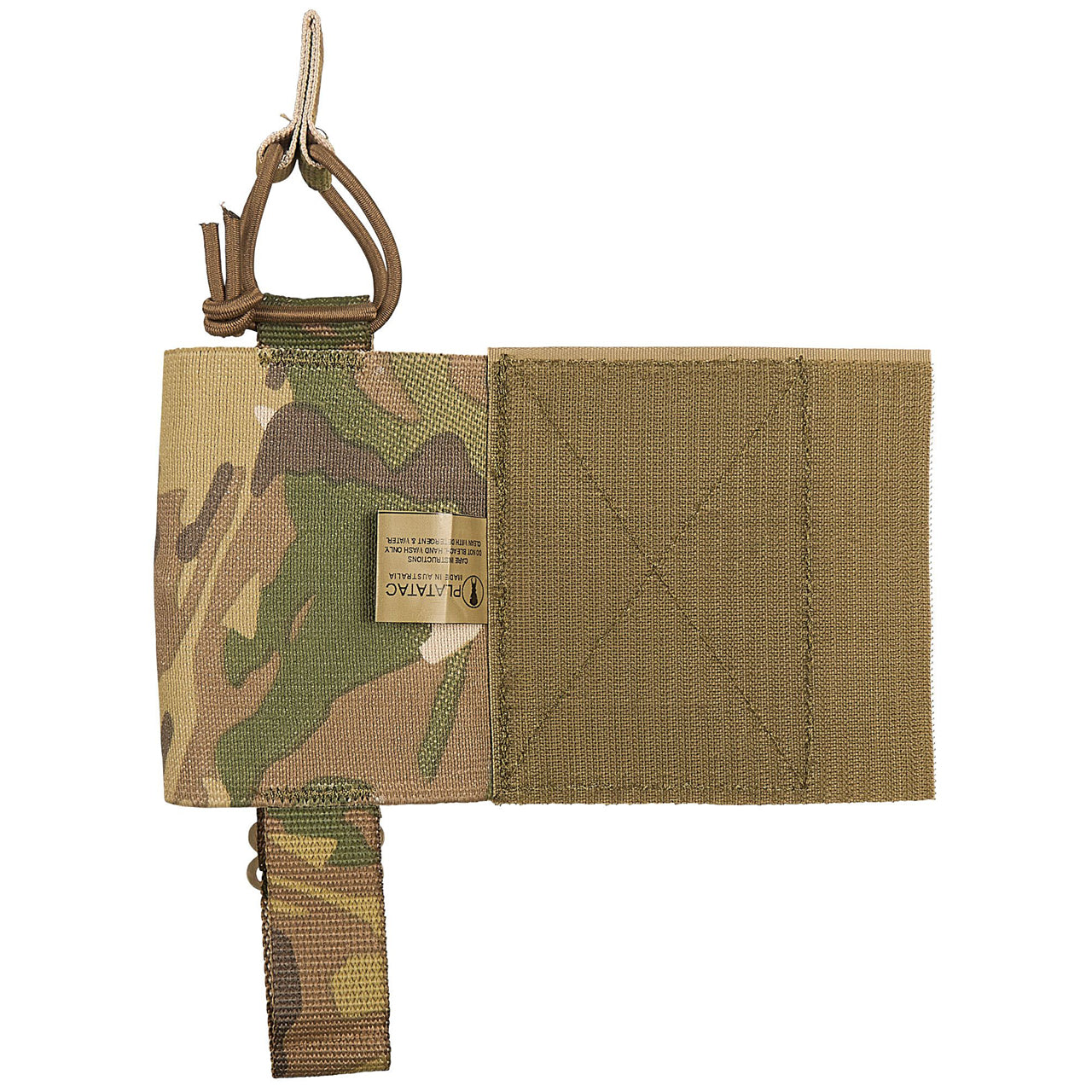 The ASAD Elastic Side Wings are designed to attach to the front or back Velcro area of your plate carrier under your cummerbund to boost carrying capacity without adding weight, they will accept various radios, up to two M4 magazines, a smoke grenade, medical items or similar sized objects. www.defenceqstore.com.au left wing