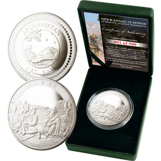 This limited-edition medallion represents the collaboration between Australian forces and Afghan communities, symbolizing the efforts made to build a more secure future together. www.defenceqstore.com.au