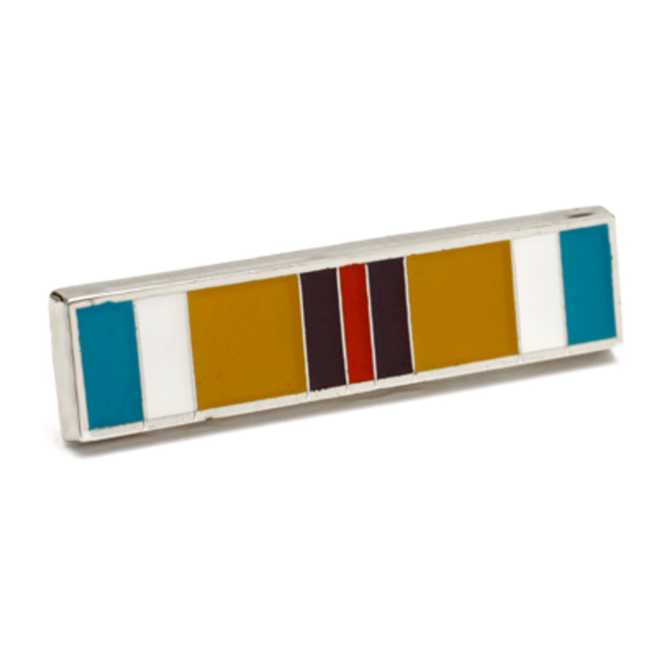 The pin is designed with a two-pin clasp for secure and proper wear. Made with silver-plated zinc alloy and enamel fill, this lapel pin showcases a stunning combination of silver, blue, white, red, and mustard colours. Add a touch of patriotism and style to your attire with this exquisite lapel pin. www.defenceqstore.com.au