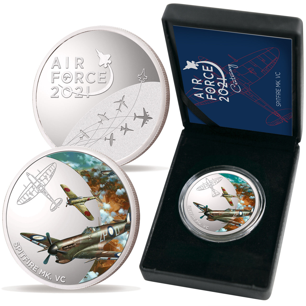 Introducing the Air Force 100 Limited Edition Medallion - Spitfire Mk VC, a stunning commemorative piece that pays tribute to the Air Force Centenary in 2021. This exclusive medallion holds a special place in history as it features the iconic Spitfire Mk. Vc from Drew Harrison's masterpiece, "Pressure Point." www.defenceqstore.com.au