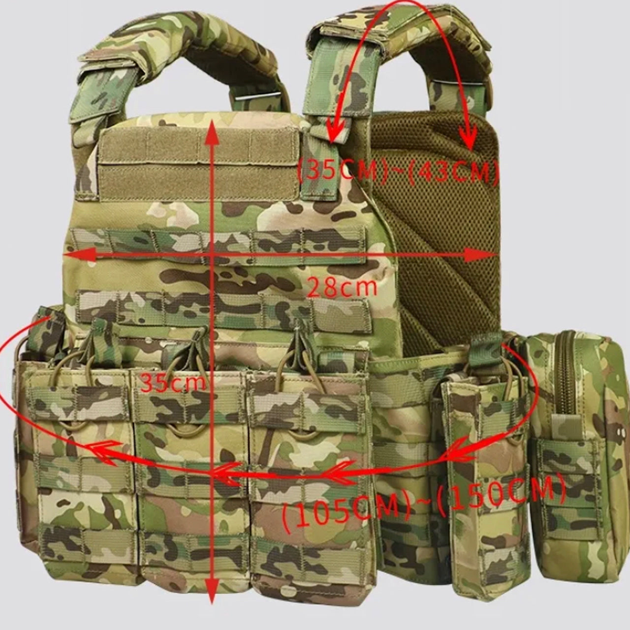 Crafted from elite nylon 500D, the Air Force Assault Tactical Vest offers unbeatable magazine capacity for those who dare to take on extreme firefights. Soft and adjustable to fit waists from 95-140cm, www.defenceqstore.com.au measurements