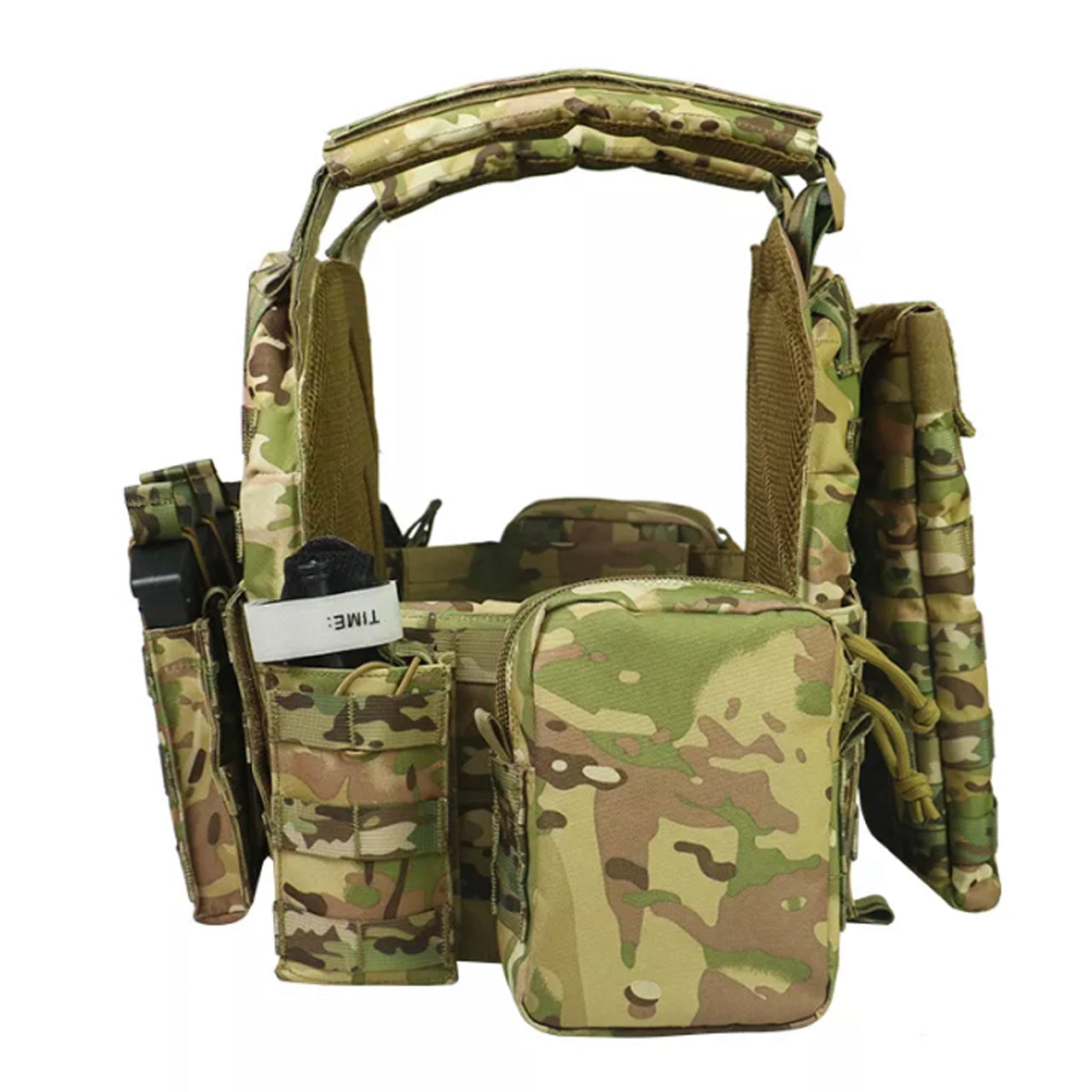 Crafted from elite nylon 500D, the Air Force Assault Tactical Vest offers unbeatable magazine capacity for those who dare to take on extreme firefights. Soft and adjustable to fit waists from 95-140cm, www.defenceqstore.com.au side view accessory pouch look