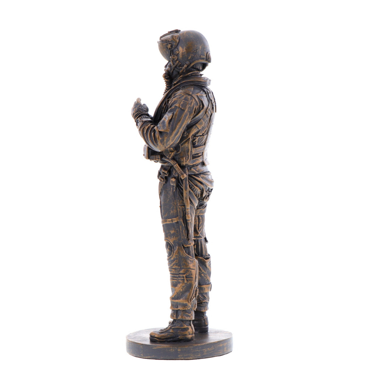 The stunning cold-cast bronze figurine of an RAAF aviator exudes power and determination. This intricately crafted piece captures the essence of the Royal Australian Air Force, showcasing their expertise and commitment to maintaining Australia's air power. www.defenceqstore.com.au