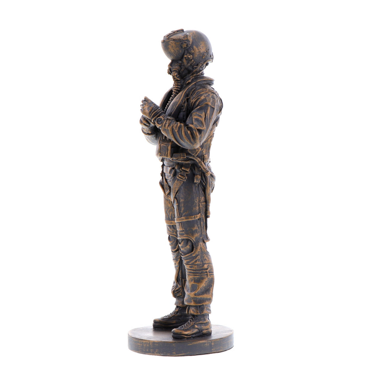 The stunning cold-cast bronze figurine of an RAAF aviator exudes power and determination. This intricately crafted piece captures the essence of the Royal Australian Air Force, showcasing their expertise and commitment to maintaining Australia's air power. www.defenceqstore.com.au