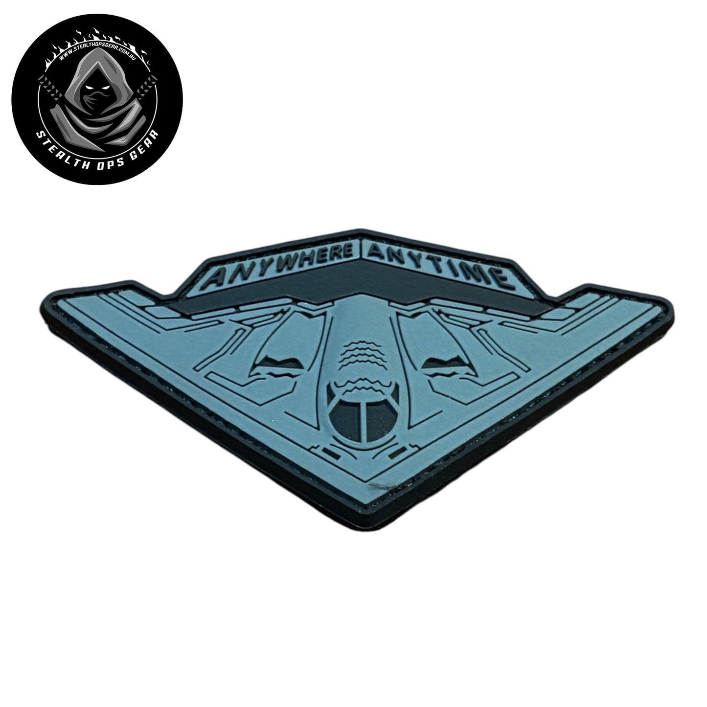 USAF B-2 Spirit Strategic Stealth Bomber Anywhere Anytime Morale PVC - Stealth Ops Gear. This bold PVC morale patch delivers attitude and authenticity to your tactical gear, backpack, or everyday carry. www.defenceqstore.com.au