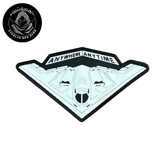 USAF B-2 Spirit Strategic Stealth Bomber Anywhere Anytime Morale PVC - Stealth Ops Gear. This bold PVC morale patch delivers attitude and authenticity to your tactical gear, backpack, or everyday carry. www.defenceqstore.com.au