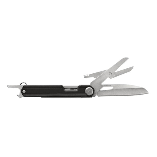 You won’t find rounded smooth plastic or thin dainty blades on this tool. Large tool tabs and indications get you to the right tool the first time with a thumb, not a finger nail. All your cutting needs in a thin frame; scissors for finer cuts and easy one-hand access to the 2-1/2” frame lock blade that can rip through anything you put in front of it. www.defenceqstore.com.au