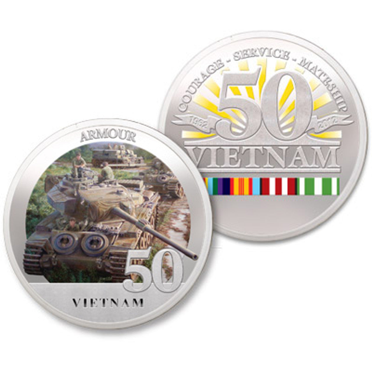 The Armour Vietnam 50th Ltd Edition Medallion is a truly stunning collectible that pays tribute to the brave Centurions who served in Vietnam. This Limited Edition medallion is a must-have for military enthusiasts and collectors alike. www.defenceqstore.com.au