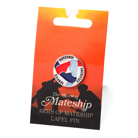 Elevate your sense of unity and honour the Australian Defence Force with our "Arms of Mateship Lapel Pin." This exquisite lapel pin symbolizes the deep bonds of camaraderie, service, and sacrifice shared by the three branches of the Australian Defence Force. www.defenceqstore.com.au