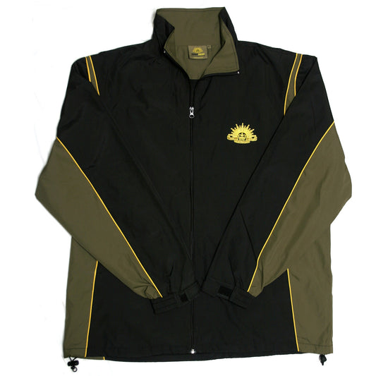 The Classic Army Tracksuit Jacket is perfect for the sports field. Order now from the military specialists. This stylish tracksuit jacket has a full zip for easy changing and has the Army crest embroidered on the left chest. Made from 100% high performance fabric, this jacket will not let you down. www.defenceqstore.com.au