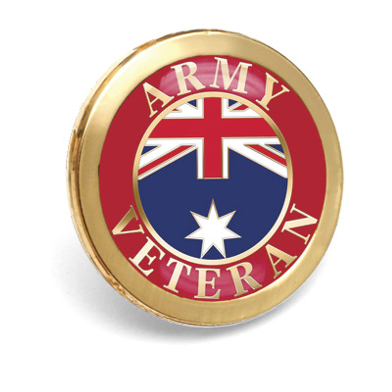 Showcase your dedication and commitment with this beautifully crafted enamel over metal veterans' badge. Embodying the spirit of the Australian Army, this tasteful pin is suitable for wear on any occasion. Measuring 20mm, this eye-catching pin is securely fastened with a durable butterfly pin. www.defenceqstore.com.au