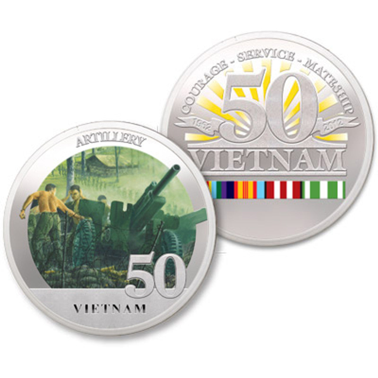 The Limited Edition Proof Quality Medallion is a truly unique and exclusive collectible that will leave you feeling proud and inspired. Crafted from a brass alloy and finished in highly polished silver, this medallion showcases photo-quality detailed artwork from 'Task Force Vietnam' by renowned Australian artist Brian Woods. www.defenceqstore.com.au