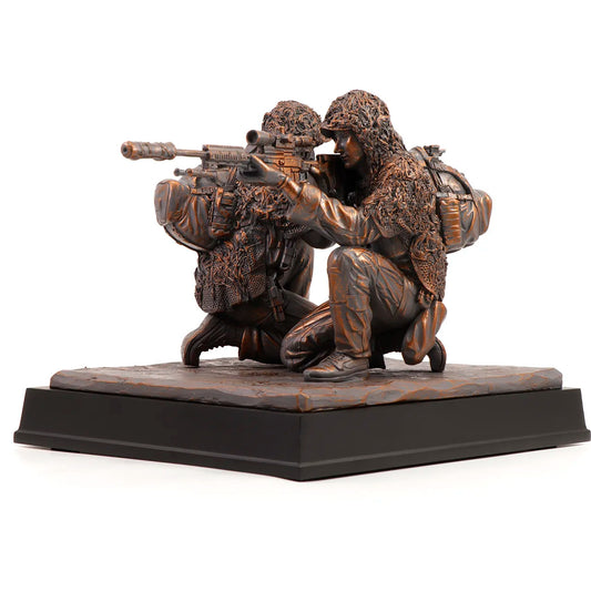 The Limited Edition 'Australian Army Sniper Pair' figurine is a tribute to the skilled marksmen who have played a vital role in Australian military history. www.defenceqstore.com.au