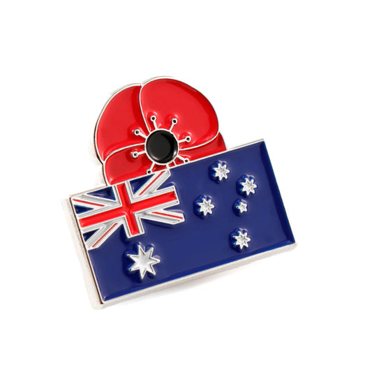 This silver-plated, enamel-filled lapel pin allows you to proudly display the Australian flag while honouring all those who have served or are currently serving in all theatres of war and peacekeeping efforts. Featuring a representation of a poppy, it symbolises both national pride and remembrance. www.defenceqstore.com.au