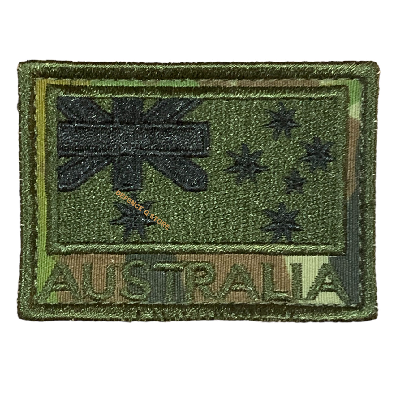 Add a touch of charm to your attire with this Green Embroidery Velcro Backed Patch Auscam, featuring the iconic Australian National Flag. Measuring 5cm X 7cm, it is the perfect addition to your jacket, pack or cap. Show your love for your country in a stylish and patriotic way! www.defenceqstore.com.au