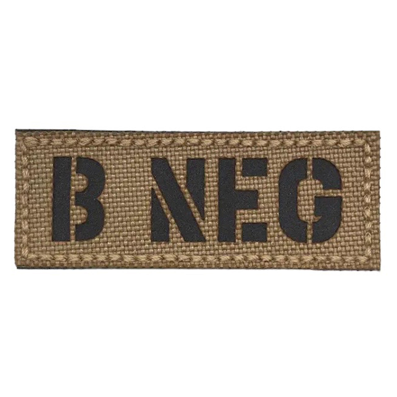 Blood Group Laser Cut Tan Patch Hook & Loop. Size: 6.5x2.5cm www.defenceqstore.com.au