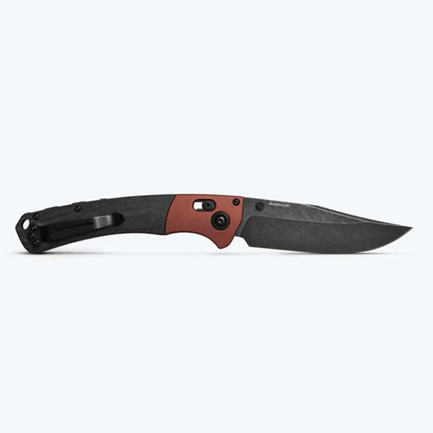 In keeping with its roots as an homage to tradition with a modern approach, the stylish 15080BK-04 Crooked River brings a dark, worn patina to the line. Pairing black canvas micarta handle scales with a burnt copper bolster, this classy folder features a powerful CPM-MagnaCut blade with a DLC Battlewash finish. www.defenceqstore.com.au
