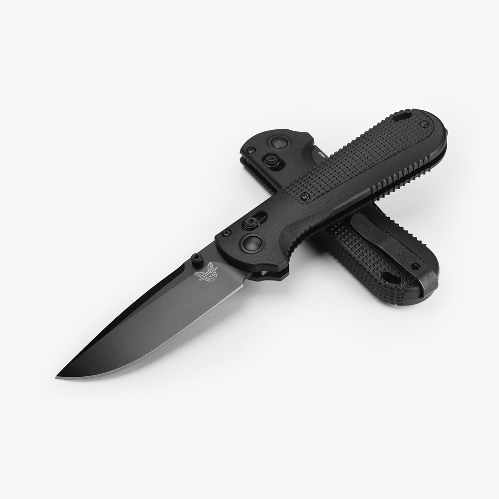 Look no further than the 430BK-02 Redoubt® for all-encompassing preparedness from self defense to hard use utility. The new under-the-radar, all black variant of this robust EDC features tough CPM-D2 blade steel with a Black Cerakote finish and durable Black Grivory® handles with a highly textured pattern for a sure grip with or without gloves. www.defenceqstore.com.au