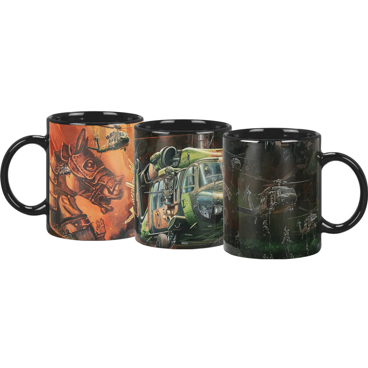 The complete set of three coffee mugs brings beautiful art to your day. Coming together to create the full artwork from Drew Harrison, this fantastic set is the perfect addition to your kitchen or office and lets you explore this intricate artwork from a new angle. www.defenceqstore.com.au