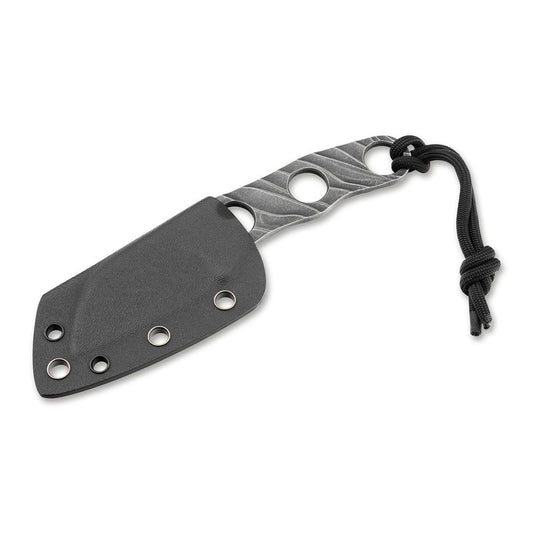 The Boker Plus Kazhan designed by Alexander Krava is a handy neck knife with a short sheepfoot blade that is ideal as a backup knife for everyday use due to its light weight. The young knifemaker from Lviv, Ukraine, places particular emphasis on the aesthetics of his designs, which are convincing not only as reliable tools but also as high quality accessories. The skeletonised Kazhan is made of D2 with a dark stonewash finish. www.defenceqstore.com.au