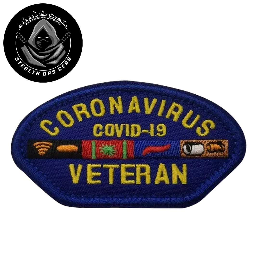 Unleash your creativity with the Coronavirus Veteran Embroidery Morale Patch Hook &amp; Loop Stealth Ops Gear! Measuring 9x5cm and featuring a beautifully embroidered design and secure hook &amp; loop backing, this patch is a must-have for any collector. www.defenceqstore.com.au