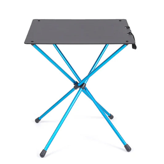 Portable, packable dining table for camping and outdoor adventure, The Café Table is lightweight, stable, and standard dining table height. Great for a games night at camp, backyard barbecues, or road-trip mealtimes, and and made to pair perfectly with our Café Chair. www.defenceqstore.com.au