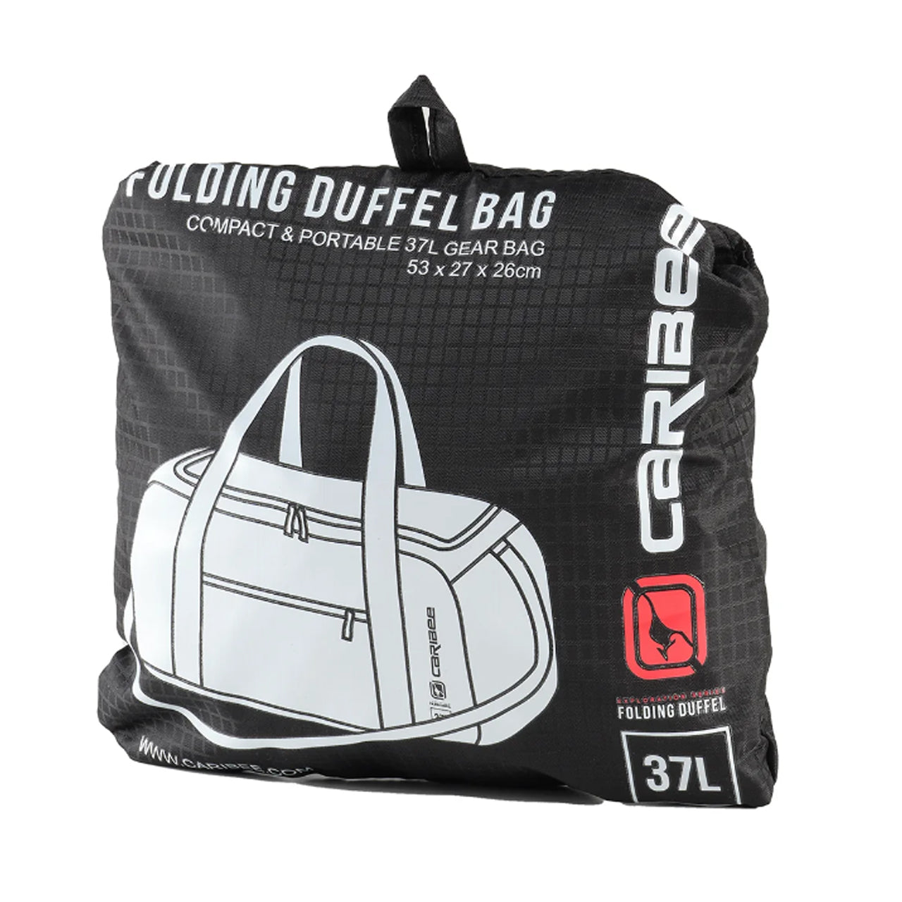 Volume: 37L/53 x 27 x 26cm Fold away duffle bag stows neatly into its own integrated storage pouch Compact &amp; portable 37L gear bag&nbsp; Great accessory for travel - when you need an extra bag Large main zippered storage compartment Lockable zip housings for extra security Rear luggage trolley&nbsp;pass through secures this bag to larger suit cases Adjustable webbing shoulder strap Weight: 270g www.defenceqstore.com.au