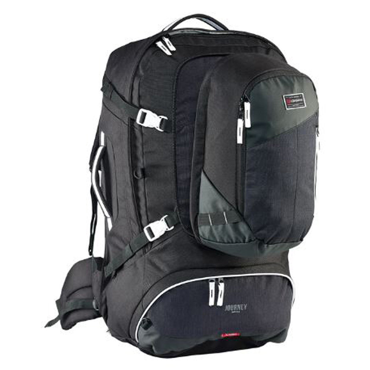 Premium quality travel pack series (65L and 75L sizes available) Detachable zip off style multi-functional daypack is great for day trips or carry-on use Easy to adjust Vantage harness with internal aluminium frame provides great&nbsp;back support and assists load distribution Sternum strap and padded hip belt with lumbar support Concealable harness cover protects the Vantage back system during air/land/sea transit Heavy duty water resistant base panels www.defenceqstore.com.au