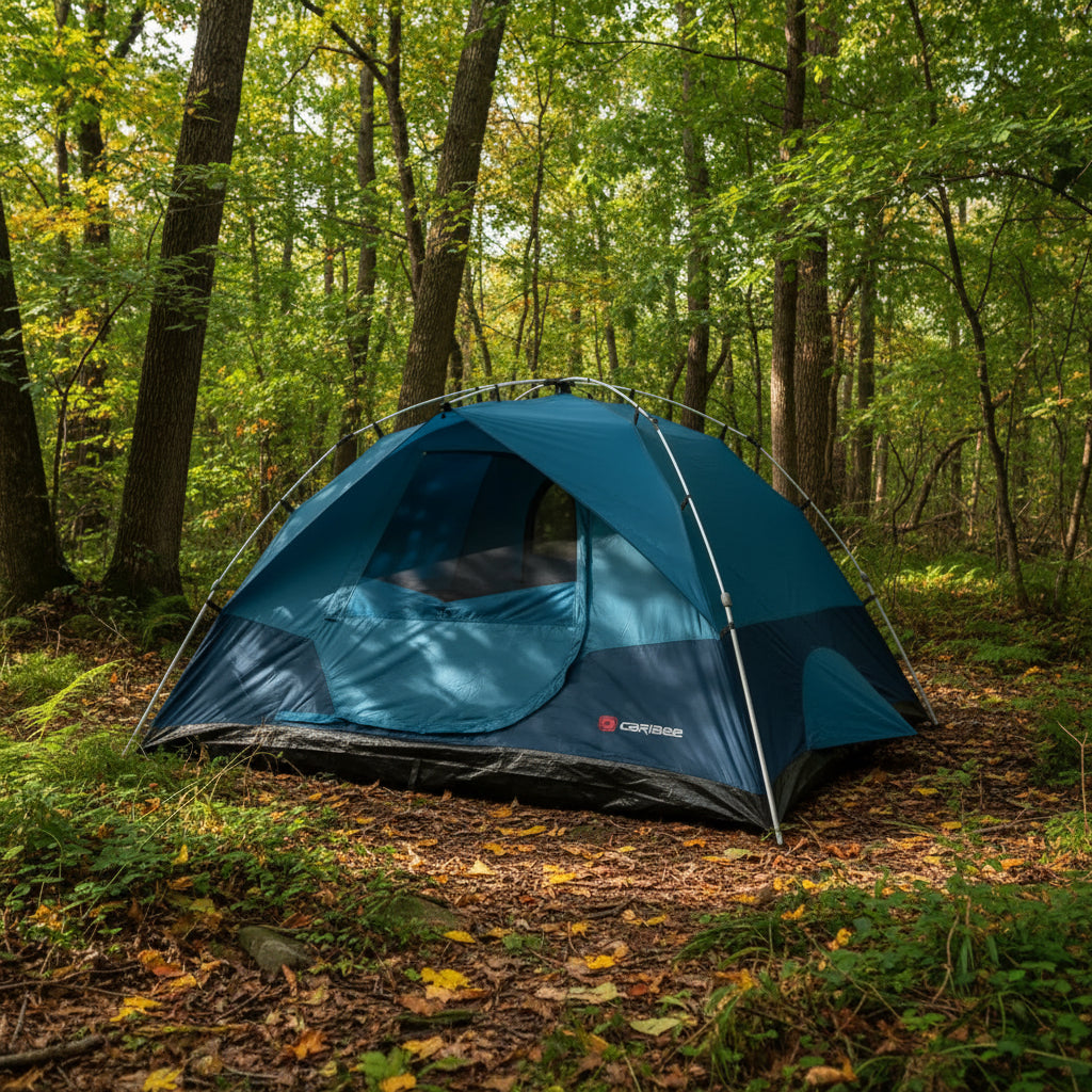 The&nbsp;Caribee Spider 4-person tent&nbsp;is perfect for camping trips with family or friends, setting up in seconds thanks to the proven&nbsp;Easy Up telescopic pole system. Designed to comfortably accommodate&nbsp;four adults&nbsp;or&nbsp;two adults plus hiking packs, this lightweight tent combines quick assembly with all the features you expect from a quality camping tent. www.defenceqstore.com.au