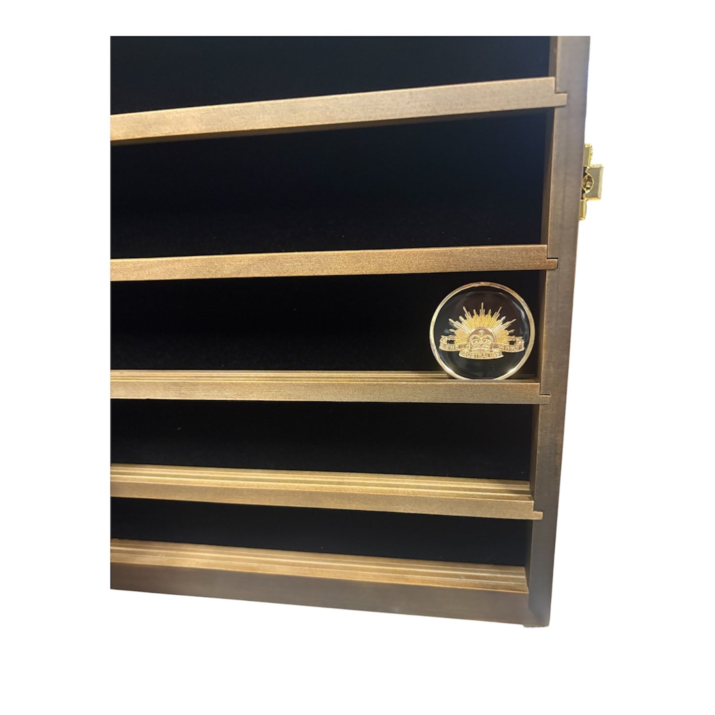 Display your prized challenge coin collection with the elegance it deserves. This premium Challenge Coin Display Case from Stealth Ops Gear features seven velvet-backed levels that showcase up to 49 coins in stunning detail. www.defenceqstore.com.au