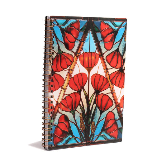 The A5 spiral notebook from the Courage, Honour, and Sacrifice Poppy series is a beautifully crafted piece that blends practicality with elegance. Featuring a stunning stained-glass-inspired poppy design, this notebook offers ample space for your notes, ideas, and memories. www.defenceqstore.com.au