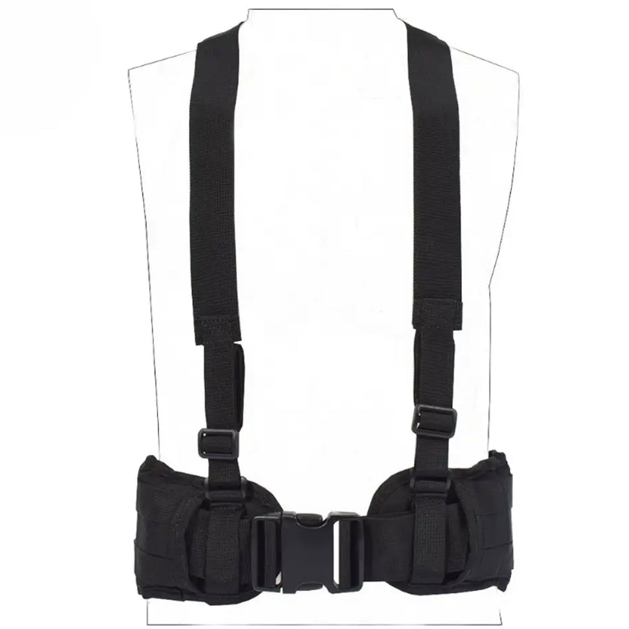Boasting three rows of MOLLE-designed webbing straps for easy pouch attachment, the Cross Harness Platform is a lightweight, low-profile option with adjustable waist straps (34-64 inches) and easy-release, high-quality buckles. www.defenceqstore.com.au Black colour